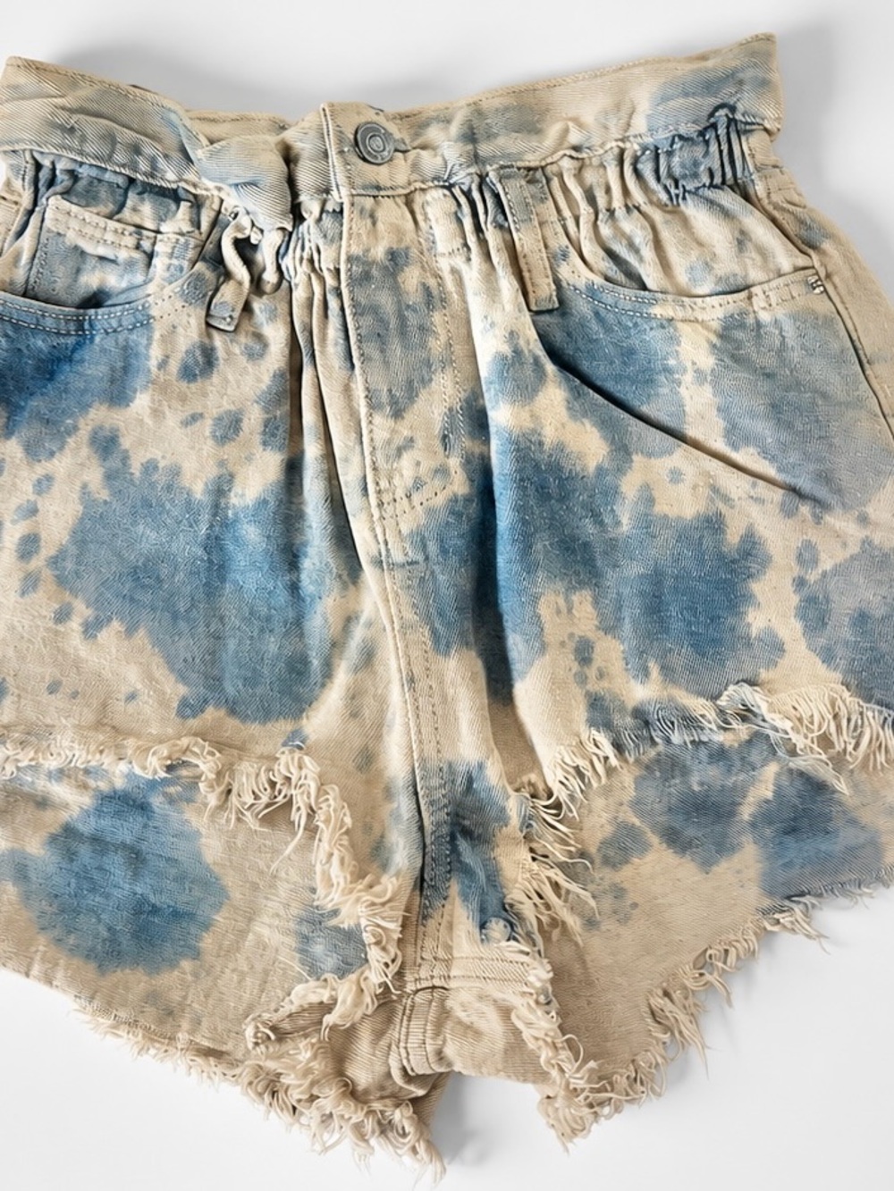 Tie-Dye Denim Paperbag Shorts